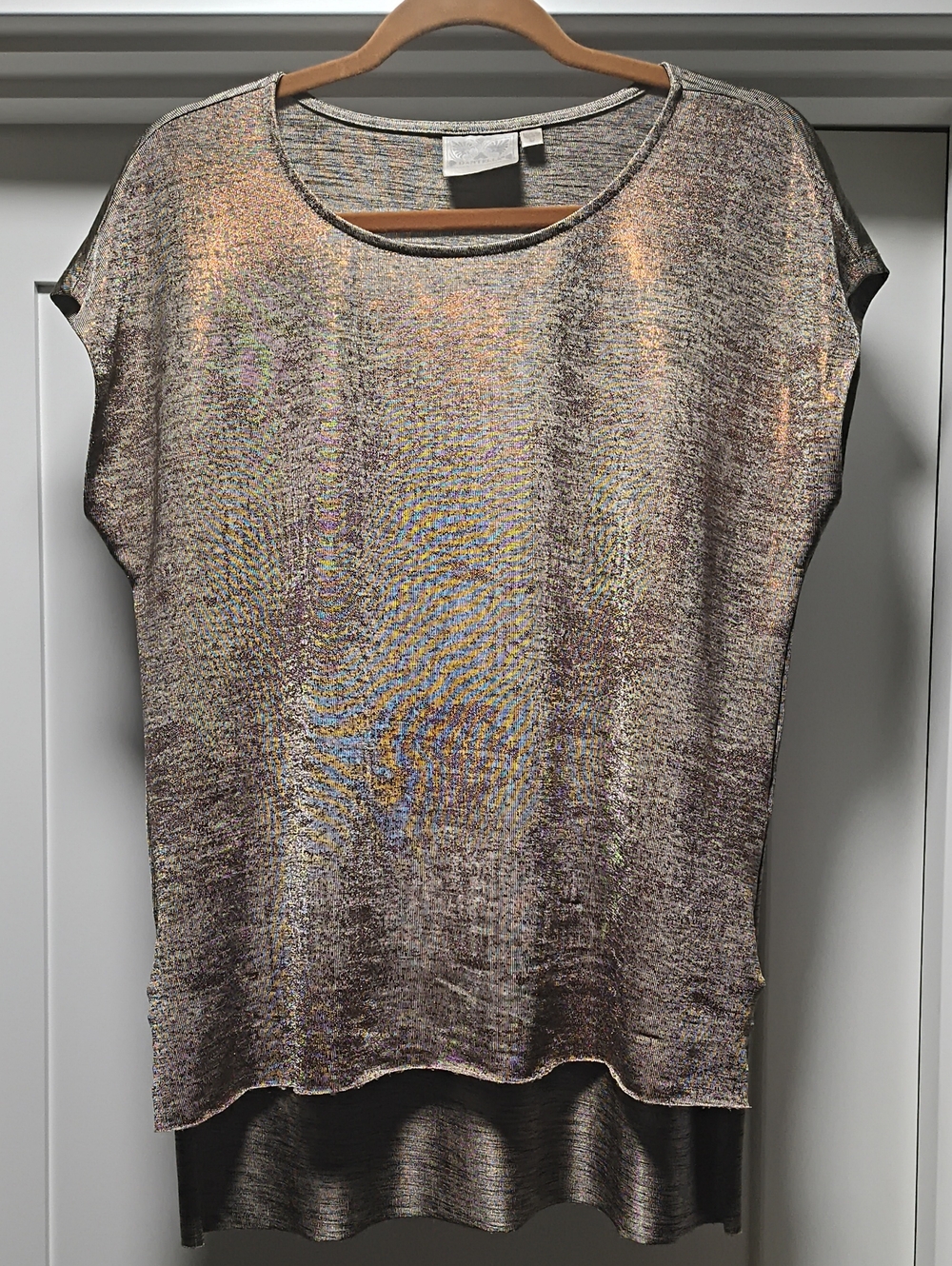 Dantelle Metallic Taupe Shimmer Short Sleeve Tunic
